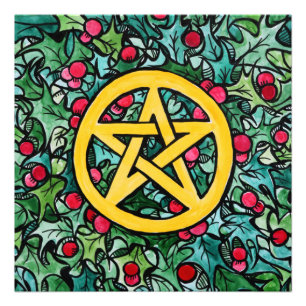 Pagan Yule Pentagram Fototryck