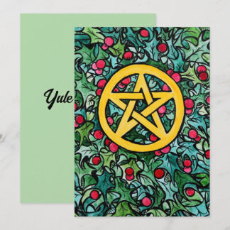 Pagan Yule Pentagram Inbjudningar