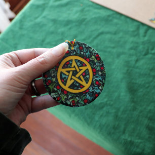 Pagan Yule Pentagram Julgransprydnad Keramik