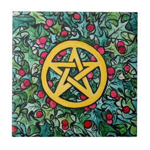 Pagan Yule Pentagram Kakelplatta