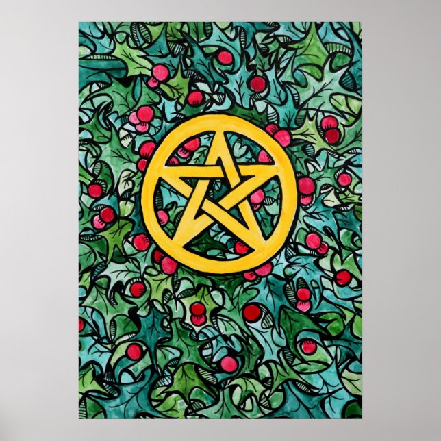 Pagan Yule Pentagram Poster (Framsidan)