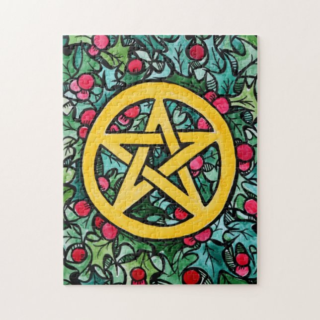 Pagan Yule Pentagram Pussel (Vertikal)