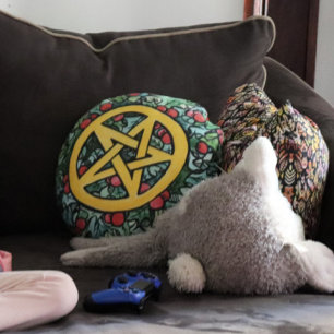 Pagan Yule Pentagram Rund Kudde