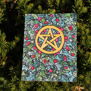 Pagan Yule Pentagram Vykort