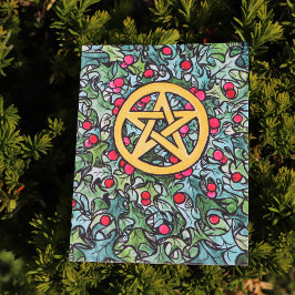 Pagan Yule Pentagram Vykort