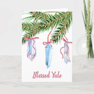 Pagan Yule Träd Quartz Crystal Winter Solstice Helgkort
