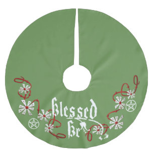 Pagan Yule trädkjol, Pentacleträdkjol, häxa Julgransmatta Borstad Polyester
