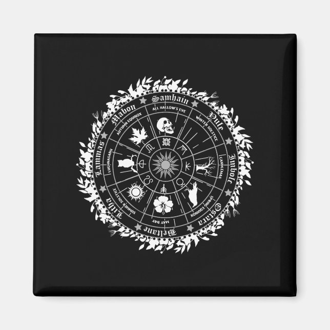 Paganhjul för årsavvikelsen Wicca Lycklig Ostara Magnet (Framsidan)