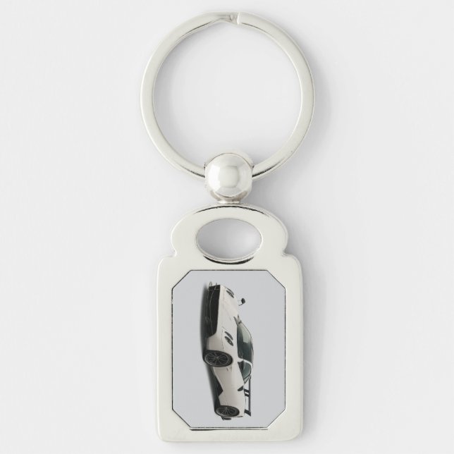 Pagani keychain rektangulärt silverfärgad nyckelring (Framsidan)