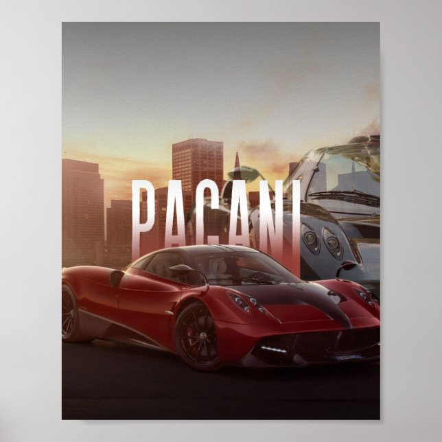 Pagani Supercars Stadsscen Poster (Framsidan)