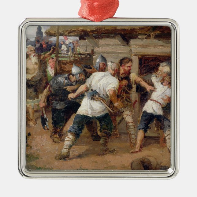 Pagansna dödade de första kristarna julgransprydnad metall (Framsidan)