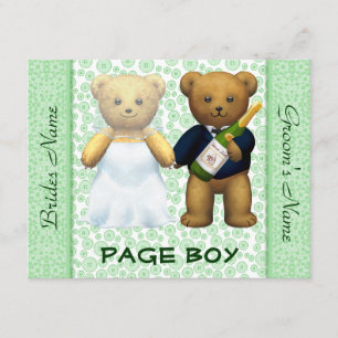 Page Boy - Nallar Apple Grönt Wedding bjudes in Inbjudningar