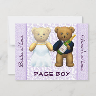 Page Boy - Nallar, lilac Wedding bjudande Inbjudningar