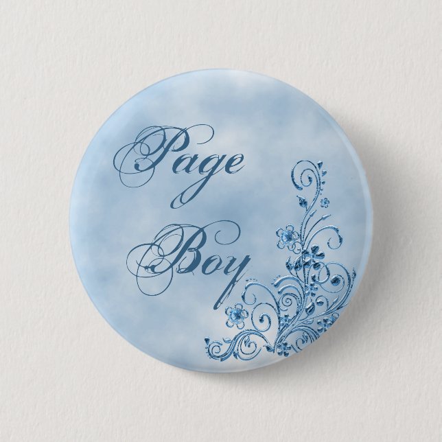 Page Boy Round-knapp: Himlar Blue Elegance Knapp (Framsida)