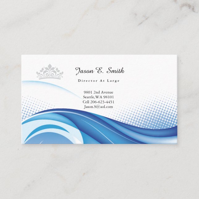 Pageant Crown Ocean Wave Business Card (Framsida)