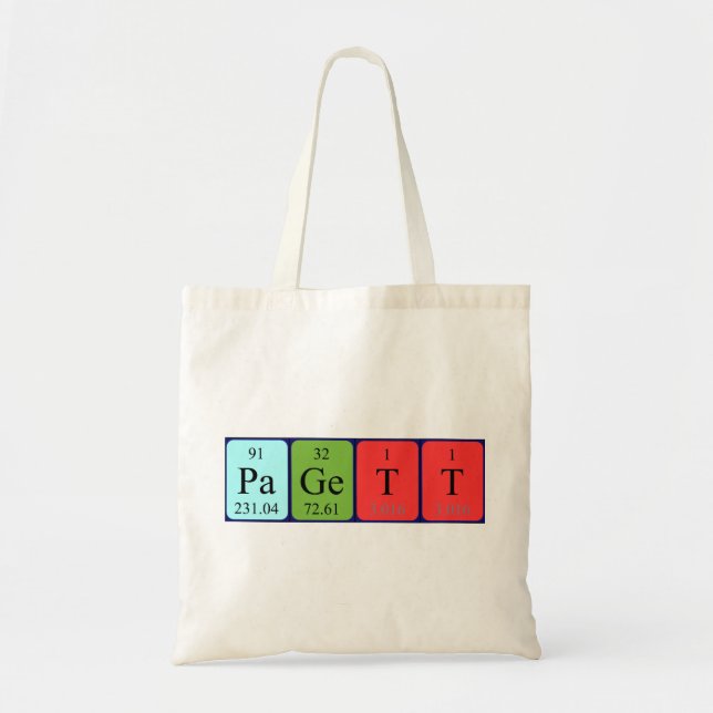 Pagett Periodisk bord namn tote bag Tygkasse (Framsidan)