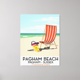 Pagham Beach Sussex vintage resor poster Canvastryck