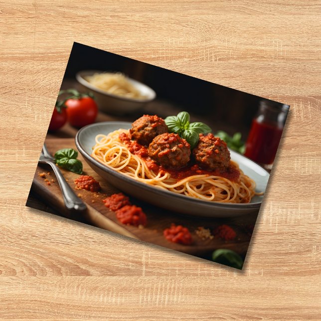 Paghetti- och köttbullar vykort (Skapare uppladdad)