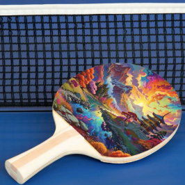 Pagod och färgat landskap ping pong-paddle pingisracket