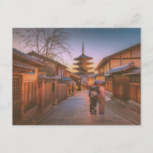 Pagod vid skymning i Kyoto Japan Vykort
