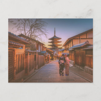 Pagod vid skymning i Kyoto Japan Vykort