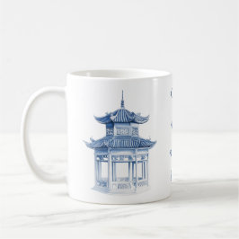 Pagoda Chinoiserie Blue and White Coffee Mugg