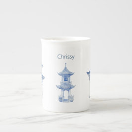 Pagoda Chinoiserie Blue and White Coffee Mugg Benporslin Mugg