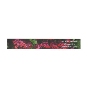 Pagoda Flowers Colorful Red and Rosa Etikettband