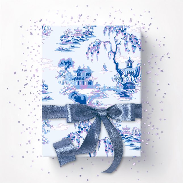 Pagoda Garden in Blue and Purple Presentpapper (Skapare uppladdad)