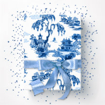 Pagoda Garden in Blue Porcelain