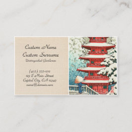 Pagoda i konsten för hanga för snöKawase Hasui Visitkort