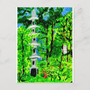 Pagoda i lush vår-vykort vykort