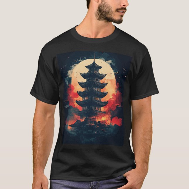 Pagoda Logotyp Symbol1 Digital Art T Shirt (Framsida)