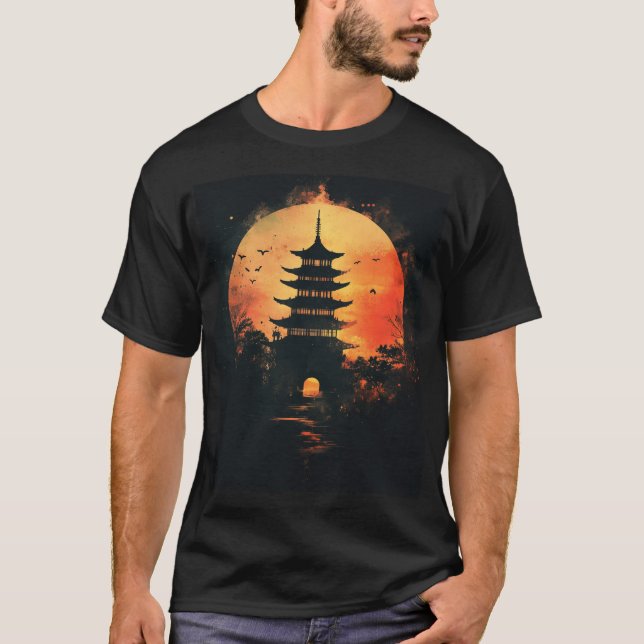 Pagoda Logotyp Symbol3 Digital Art T Shirt (Framsida)