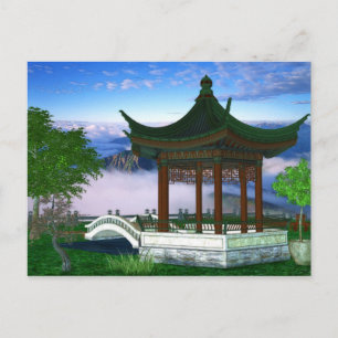 Pagoda Nature Ligcape Fantasy Art Vykort