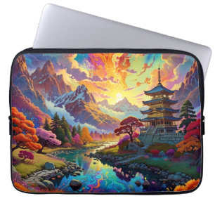 Pagoda och Färgad liggande Electronics Bag Laptop Fodral