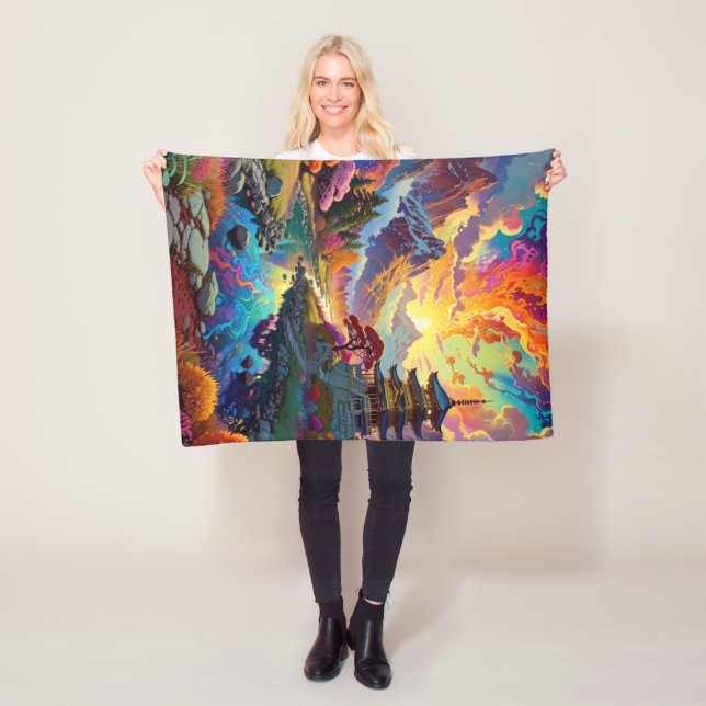 Pagoda och Färgad liggande Fleecefilt (På plats)