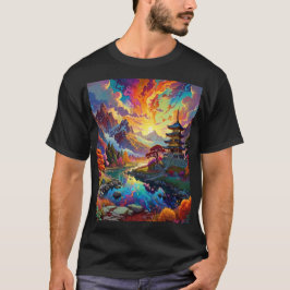 Pagoda och Färgad liggande T Shirt