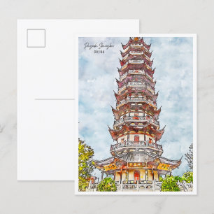 Pagoda Shanghai China vintage resor Vykort