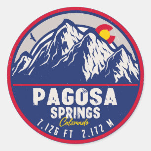 Pagosa Vår Colorado Retro Sunset Mountain Runt Klistermärke