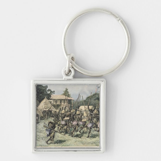 Pai-Pi-Bri vid Jardin d Acclimatation Fyrkantig Silverfärgad Nyckelring (Framsidan)