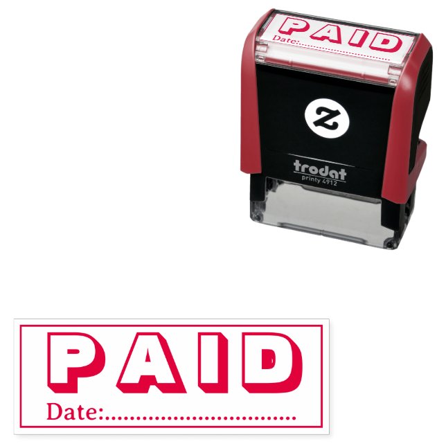 Paid with Blank Date Self Inking Office Stamp Självfärgande Stämpel (In Situ)