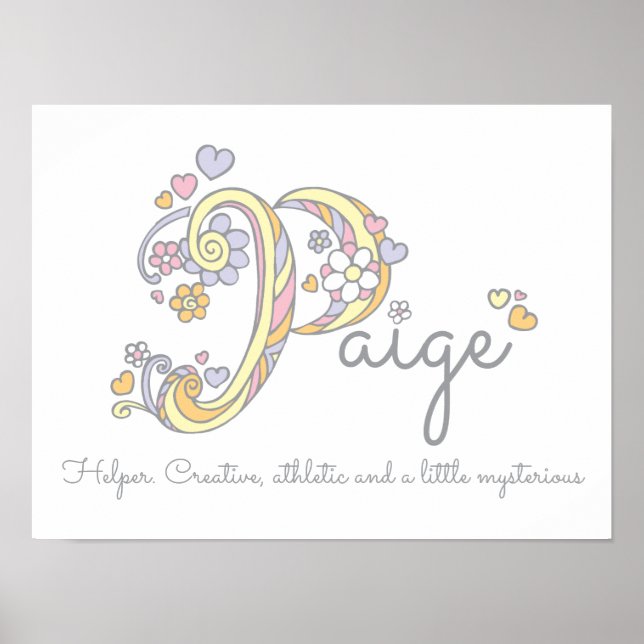 Paige monogram art namn och poster (Framsidan)