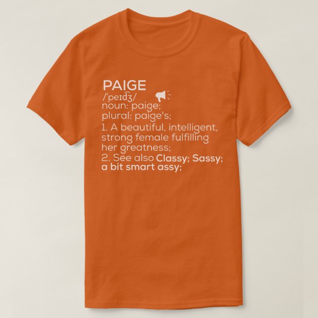 Paige Namn Paige Definition Paige Female Namn Paig T Shirt (Design framsida)