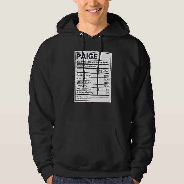 Paige Nutrition Information Problem med att lösa h Hoodie (Framsida)
