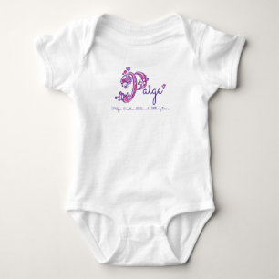 Paige P monogram namn betyder hjärtan flicka Tee Shirt
