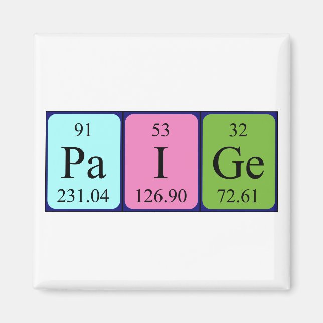 Paige Perige bord namn magnet (Framsidan)