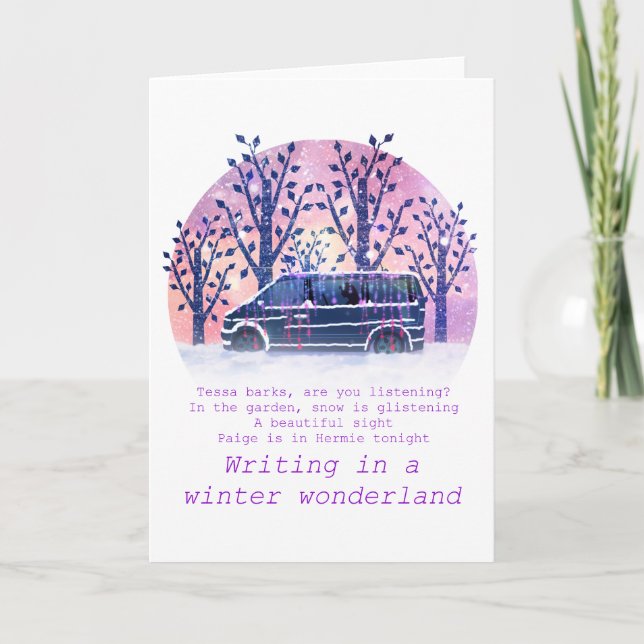 Paige Toon skriver i ett Winter Wonderland Helgkort (Framsida)