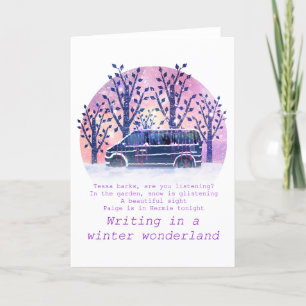 Paige Toon skriver i ett Winter Wonderland Helgkort
