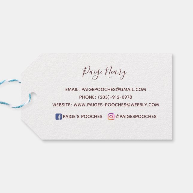 Paige's Pooches Gift Märkre Presentetikett (Baksidan Horisontell)